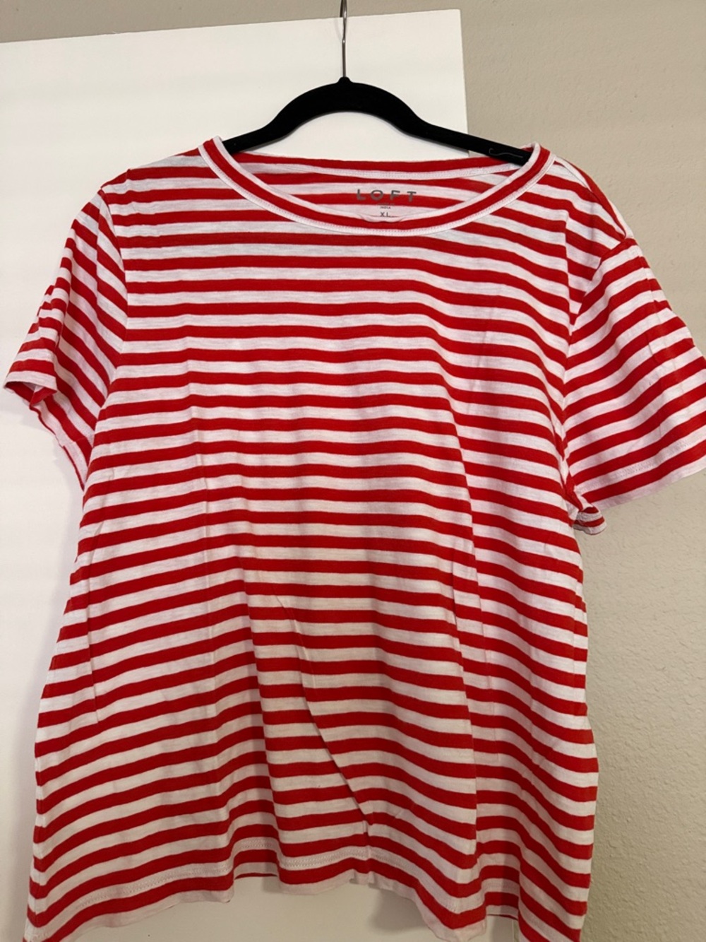 LOFT Red & White Striped Short-Sleeve Tee